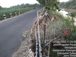 Baru Rampung Bulan Lalu Proyek Bahu Jalan Desa Selogabus Tuban Jadi Sorotan: Kualitas Bangunan Dipertanyakan