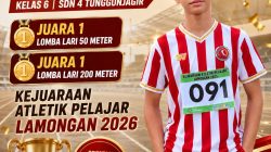 Dua Kali Finis Terdepan, Siswa SDN 4 Tunggunjagir Raih Dua Medali Emas di Kejuaraan Atletik Pelajar Lamongan 2026